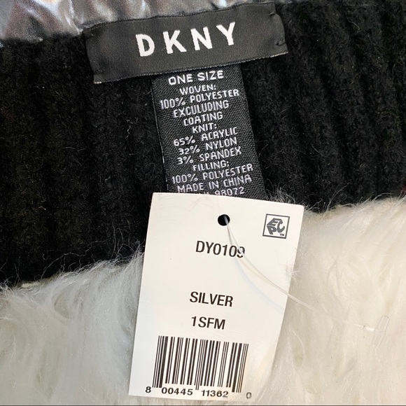 NEW DKNY Silver Quilted Puffer Scarf - Picture 4 of 6